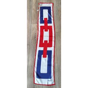Vintage Paoli Retro Mod Scarf Bright Long Rectangle Red Blue White Chain Links